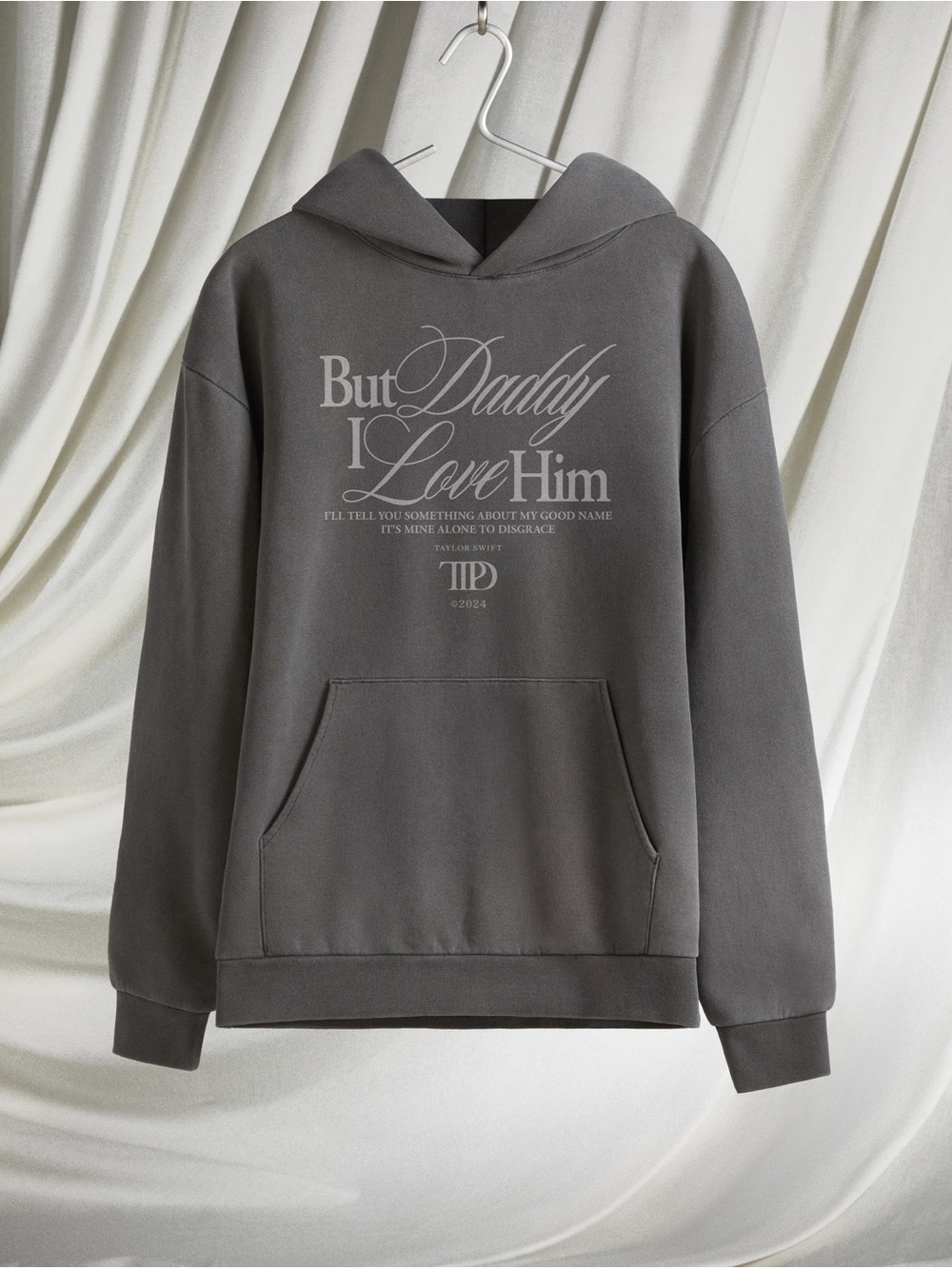 Taylor Swift Official Gray Graphic Hoodie - 'But Daddy I Love Him'